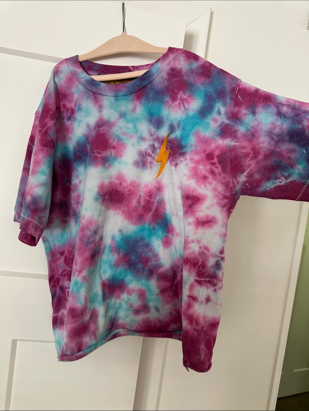 Tie-Dye Lightning Bolt Short Sleeve Tee - Purple & Turquoise